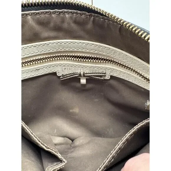 Henri Bendel Crossbody Bag Womens Small Black Pebbled Leather Zip Shoulder Purse - Picture 6 of 11